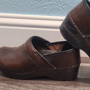 Brown Leather Sanita/Dansko Clogs